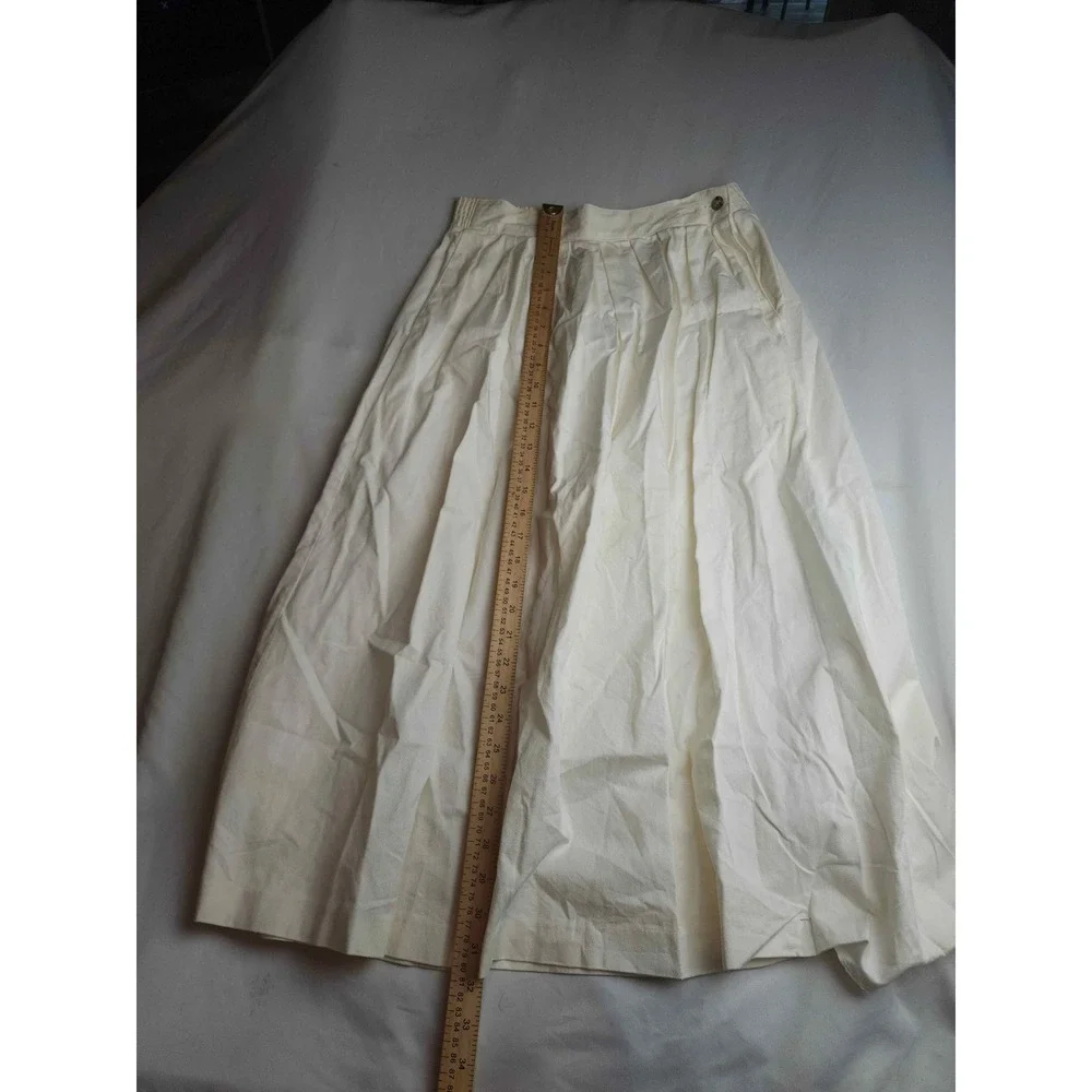 Bryn Connelly Vintage White Cotton Pleated Midi Skirt Made in Japan Womens 8